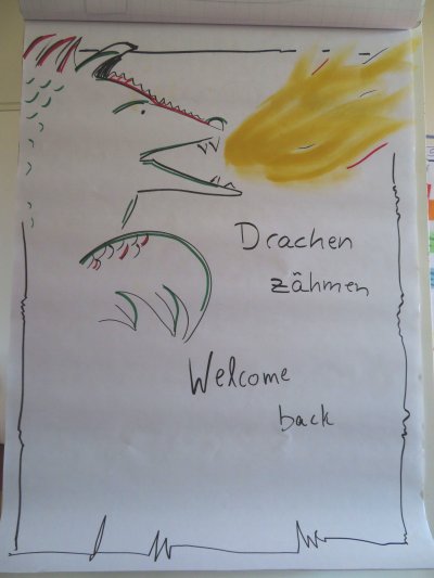 Der 2. Tag... Willkommensplakat mit Drache Tag 2