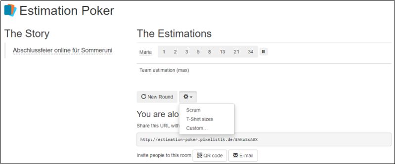 zum Online-Estimation-Poker-Tool Screenshot
