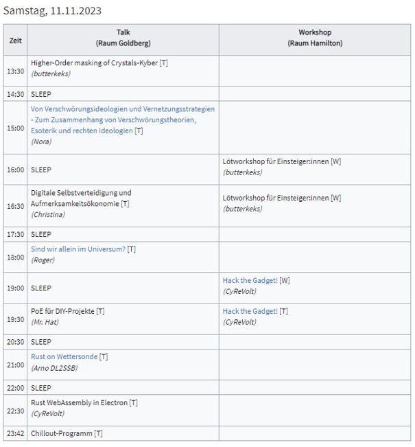 Screenshot Zeitplan