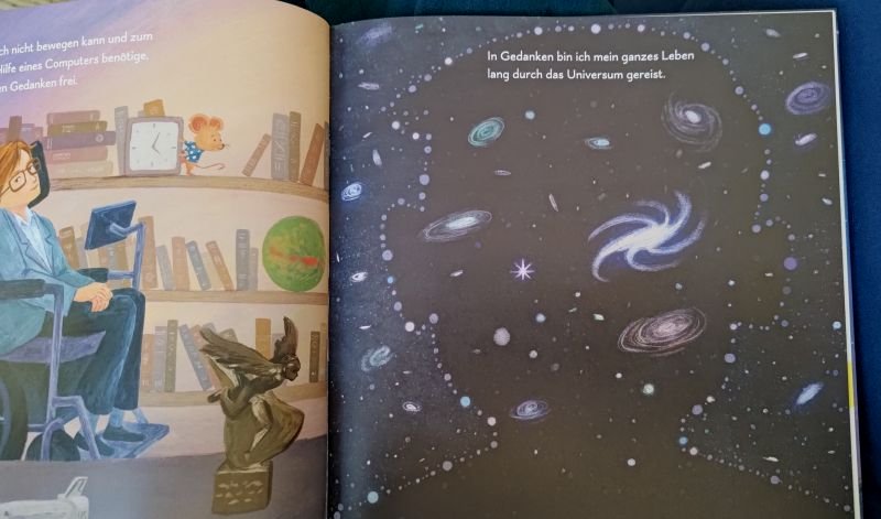 Inhaltsseite Kopfsilhouette vor Universum mit Sternen, Umriss aus Sternen und Galaxien angedeutet