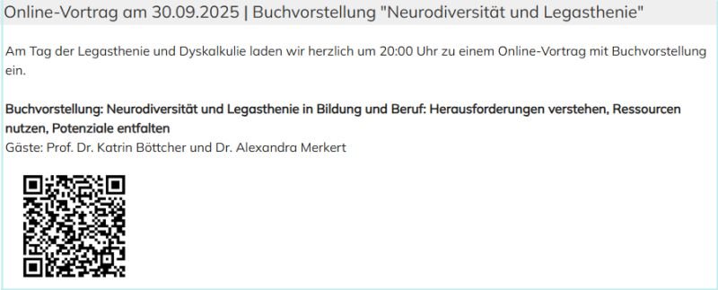 Screenshot Buchvorstellung mit QR-Code